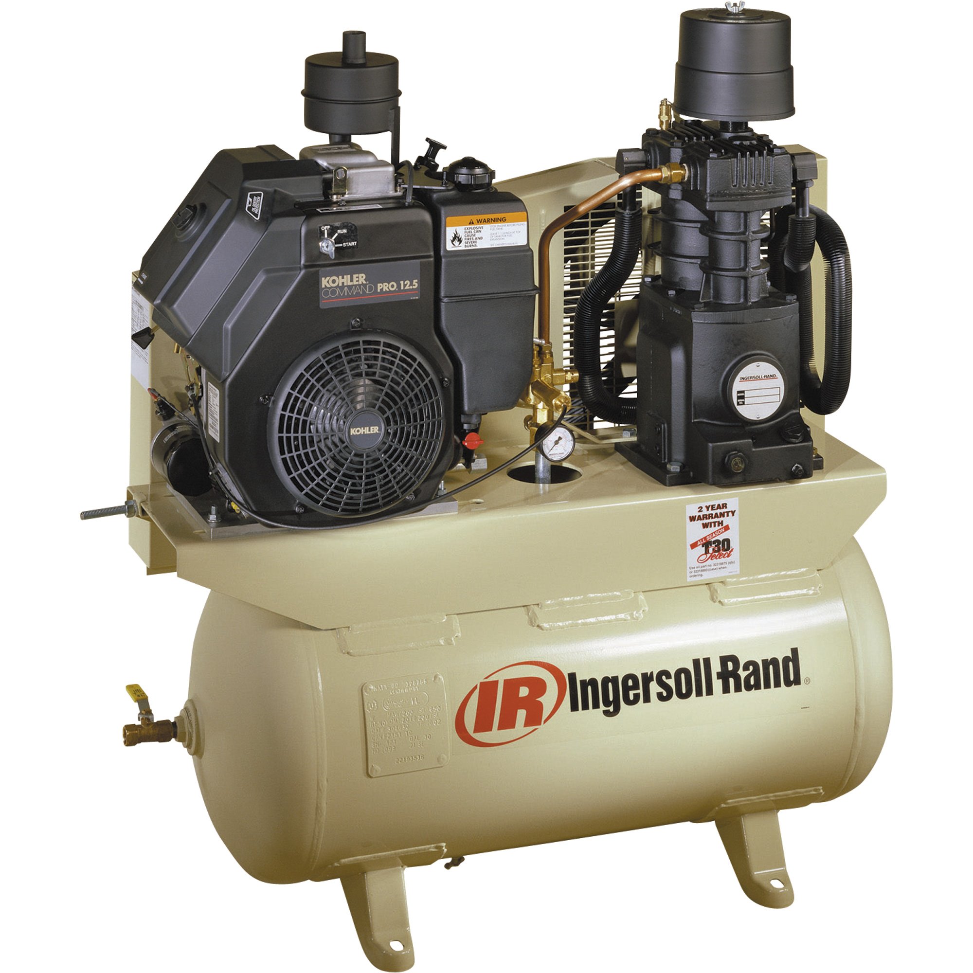 Ingersoll Rand Gas Stationary Air Compressor — 12 HP, 25 CFM At 175 PSI, Model# TS12.5G